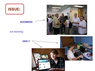 DIGITAL IMMIGRANTS ISSUE: are teaching DIGITAL  NATIVES BOOMERS are teaching GEN Y 