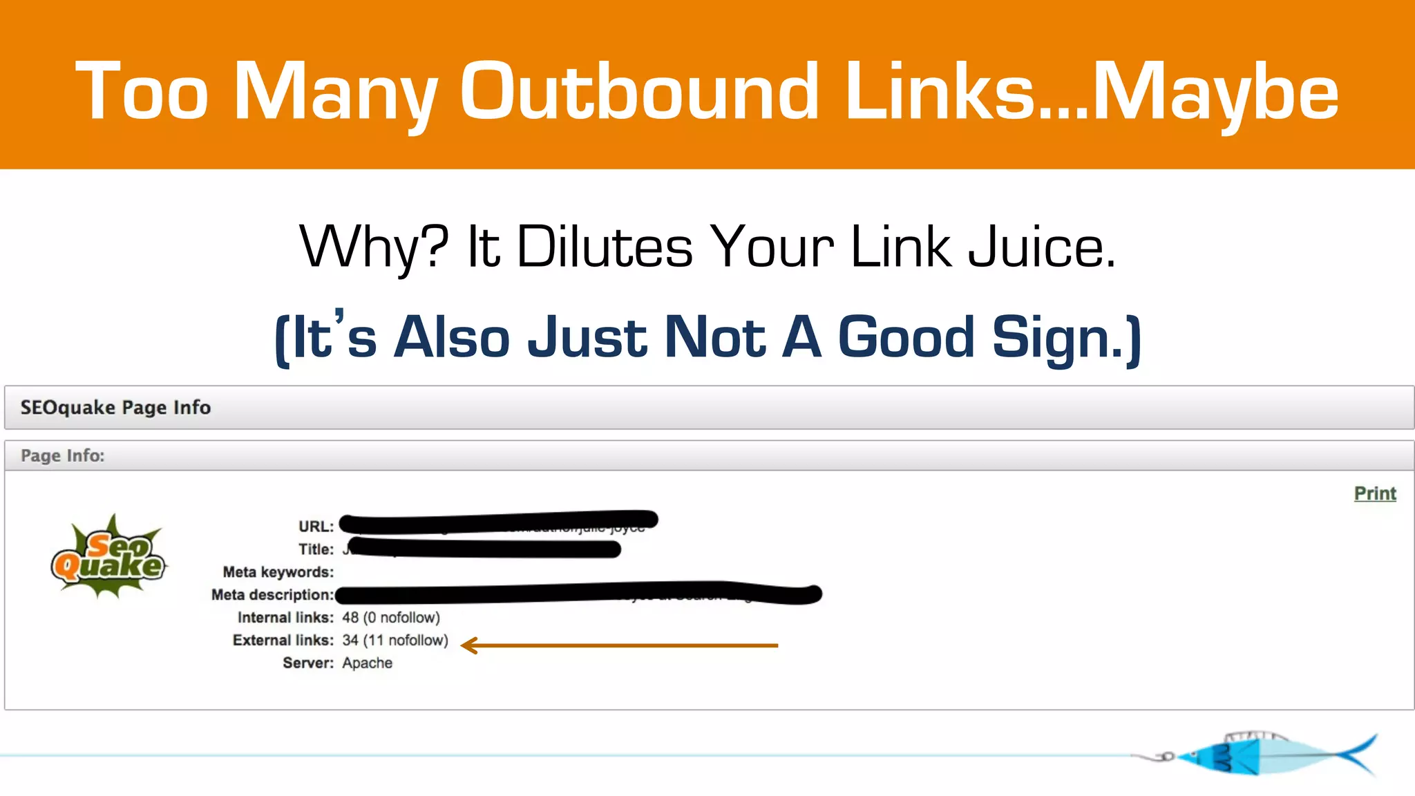 Too Many Outbound Links…Maybe 
Why? It Dilutes Your Link Juice. 
(It’s Also Just Not A Good Sign.) 
 