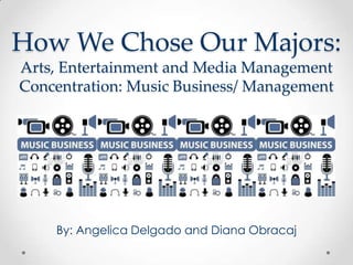 How We Chose Our Majors:
Arts, Entertainment and Media Management
Concentration: Music Business/ Management




    By: Angelica Delgado and Diana Obracaj
 