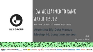 How we learned to rank
search results
Mouloud Lounaci & Andres Pipicello
Argentina Big Data Meetup
Meetup #6: Long time, no see OLX
October, 2018
 