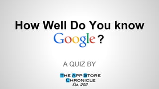 How Well Do You know
?
A QUIZ BY
 