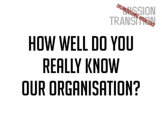 How well do you
really know
our organisation?
 