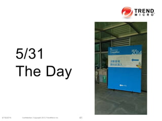 5/31
The Day
6/19/2014 Confidential | Copyright 2013 TrendMicro Inc. 41
 