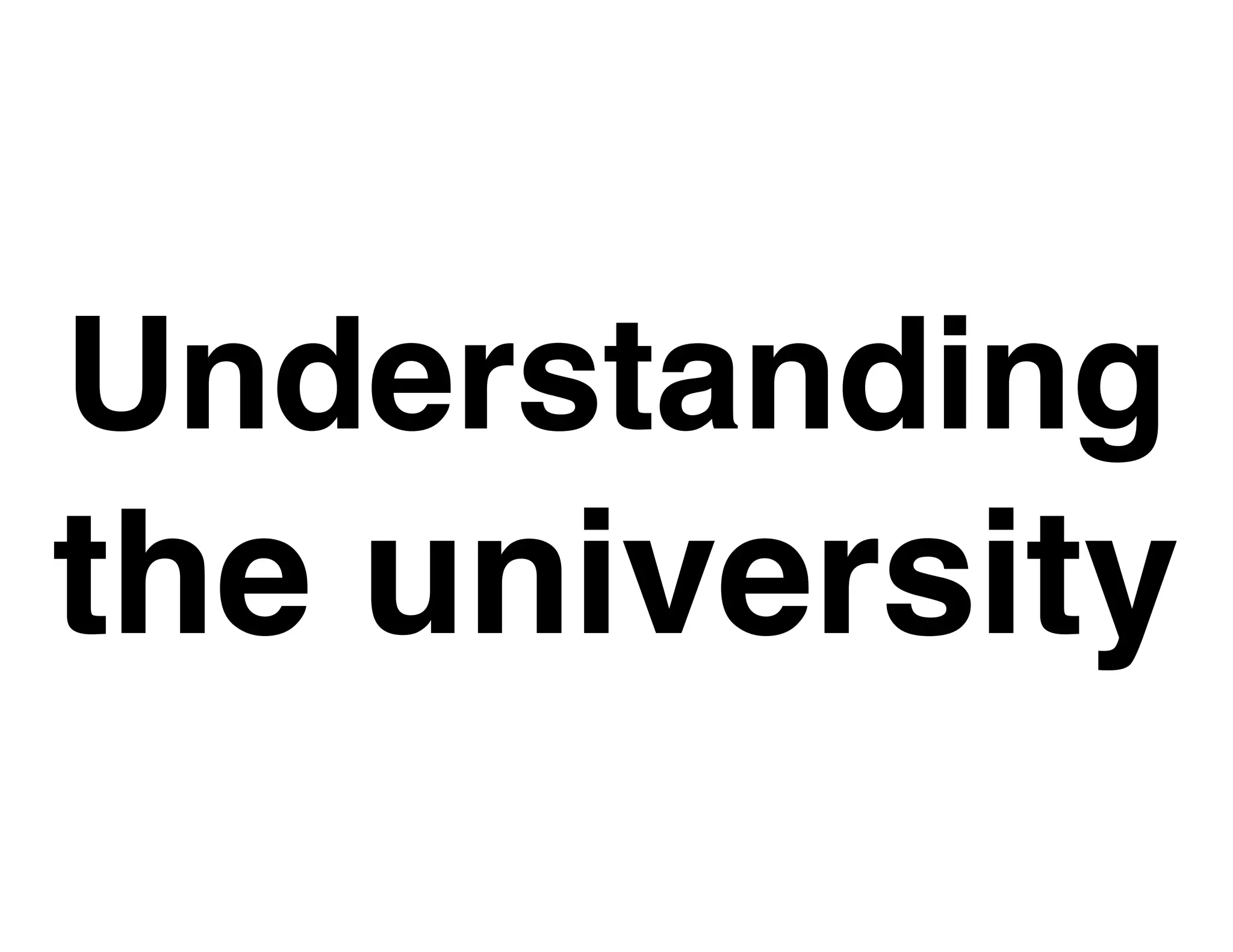 Understanding
the university
 