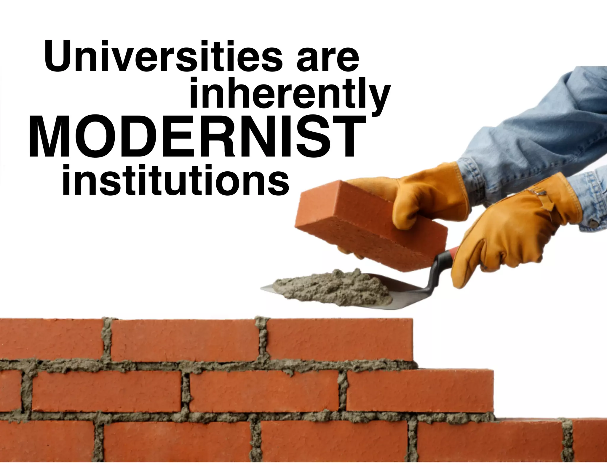 Universities are
       inherently
MODERNIST
institutions
 