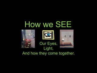 How we SEE

        Our Eyes,
          Light,
And how they come together.
 