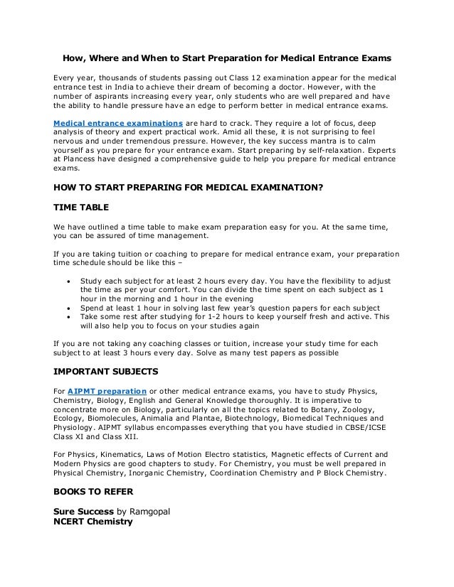 How, Where and When to Start Preparation for Medical Entrance Exams