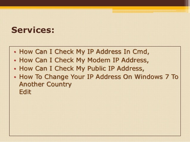 How will check ip address on windows 7