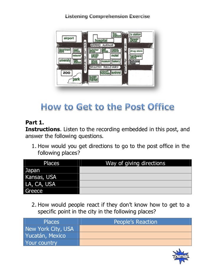 Driving Directions To The Post Office How Would You Get Directions To Go To The Post Office In The Followin