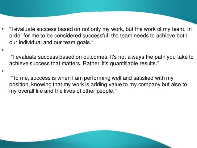 how do you determine or evaluate success