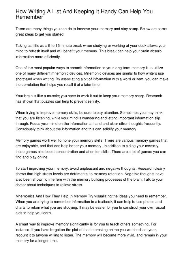 How Writing A List And Keeping It Handy Can Help You Remember