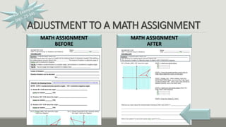 ADJUSTMENT TO A MATH ASSIGNMENT
MATH ASSIGNMENT
BEFORE
MATH ASSIGNMENT
AFTER
 