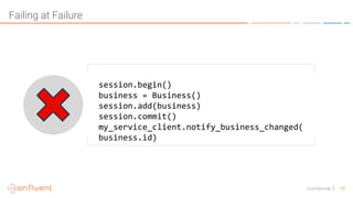 30Confidential
session.begin()
business = Business()
session.add(business)
session.commit()
my_service_client.notify_business_changed(
business.id)
Failing at Failure
 