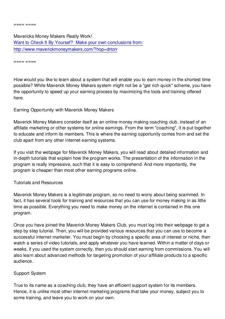 How To Earn Money Fast With Maverick Money Makers -