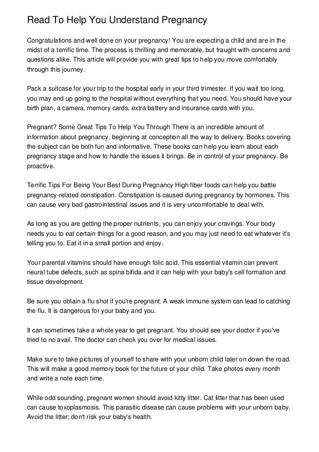 Read To Help You Understand Pregnancy