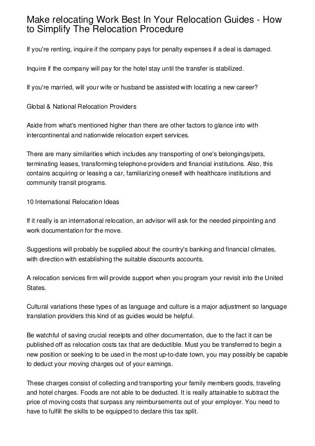 Make relocating Work Best In Your Relocation Guides How to Simplify