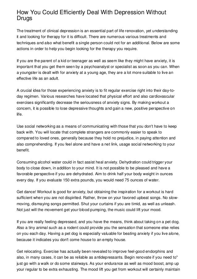 How You Could Efficiently Deal With Depression Without Drugs