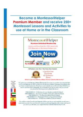 Become a MontessoriHelper
Premium Member and receive 250+
Montessori Lessons and Activities to
use at Home or in the Classroom

 