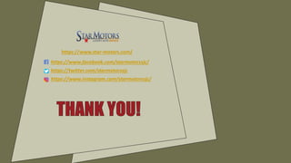 https://www.star-motors.com/
https://www.facebook.com/starmotorssjc/
https://twitter.com/starmotorssjc
https://www.instagram.com/starmotorssjc/
 