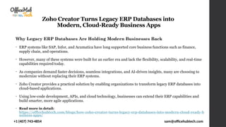 How Zoho Creator Turns Legacy ERP Databases into Modern, Cloud-Ready ...