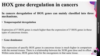 Hox genes and their role in cancers. | PDF
