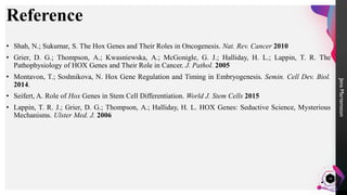 Hox genes and their role in cancers. | PDF