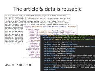 The article & data is reusable

JSON / XML / RDF

 