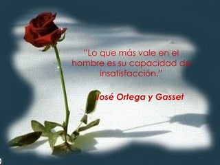 ” Lo que más vale en el hombre es su capacidad de insatisfacción.” José Ortega y Gasset   