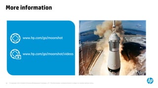 © Copyright 2012 Hewlett-Packard Development Company, L.P. The information contained herein is subject to change without notice.38
More information
www.hp.com/go/moonshot
www.hp.com/go/moonshot/videos
 