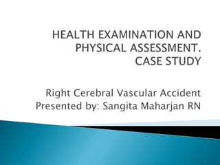 Right Cerebral Vascular Accident
Presented by: Sangita Maharjan RN
 