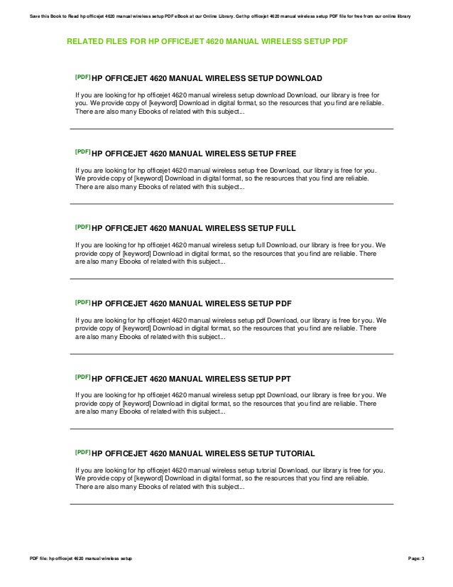 hp officejet 4620 wireless setup manual