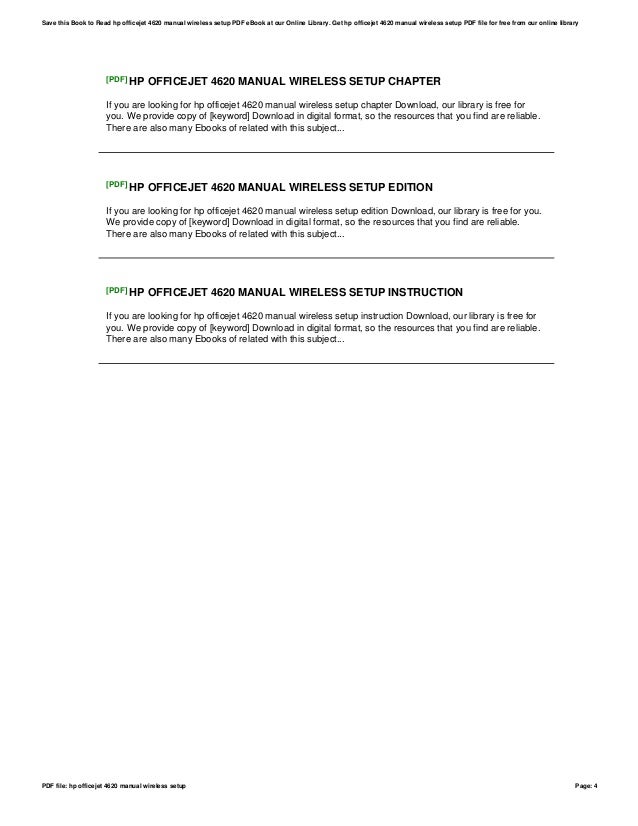 hp officejet 4620 wireless setup manual