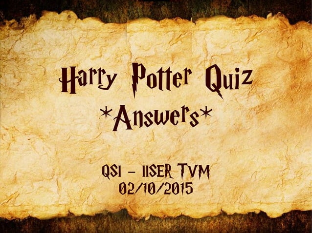 Harry Potter Quiz - with answers | PPT