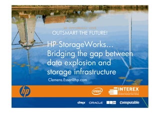 HP DUTCHWORLD 2008
  OUTSMART THE FUTURE!

HP StorageWorks…
Bridging the gap between
data explosion and
storage infrastructure
Clemens.Esser@hp.com
 