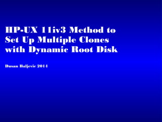 HP-UX 11iv3 Method to
Set Up Multiple Clones
with Dynamic Root Disk
Dusan Baljevic 2014
 