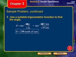 5 . Use a suitable trigonometric function to find the angle. Chapter  3 Section 2  Vector Operations Sample Problem,  continued 