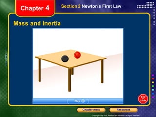 Mass and Inertia Chapter  4 Section 2  Newton’s First Law 