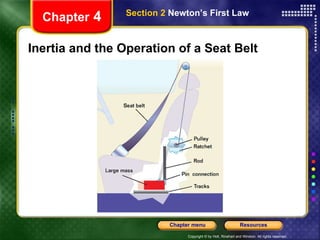 Inertia and the Operation of a Seat Belt Chapter  4 Section 2  Newton’s First Law 