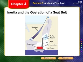 Inertia and the Operation of a Seat Belt Chapter  4 Section 2  Newton’s First Law 