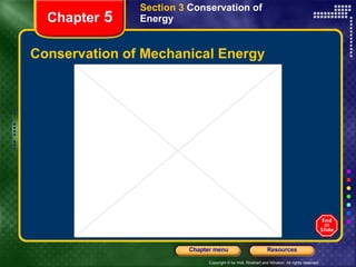 Conservation of Mechanical Energy Chapter  5 Section 3  Conservation of Energy 