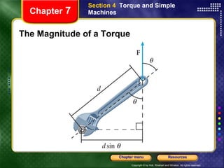 The Magnitude of a Torque Section 4  Torque and Simple Machines Chapter  7 
