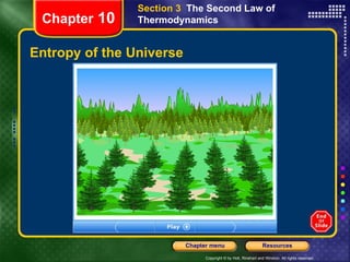 Entropy of the Universe Chapter  10 Section 3  The Second Law of Thermodynamics 