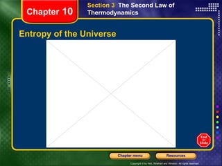 Entropy of the Universe Chapter  10 Section 3  The Second Law of Thermodynamics 