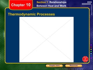 Thermodynamic Processes Chapter  10 Section 1  Relationships Between Heat and   Work 