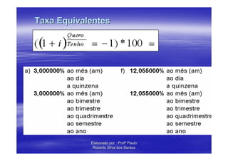Taxa Equivalentes




            Elaborado por : Profº Paulo
             Roberto Silva dos Santos
 