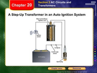 A Step-Up Transformer in an Auto Ignition System Chapter  20 Section 3  AC Circuits and Transformers 