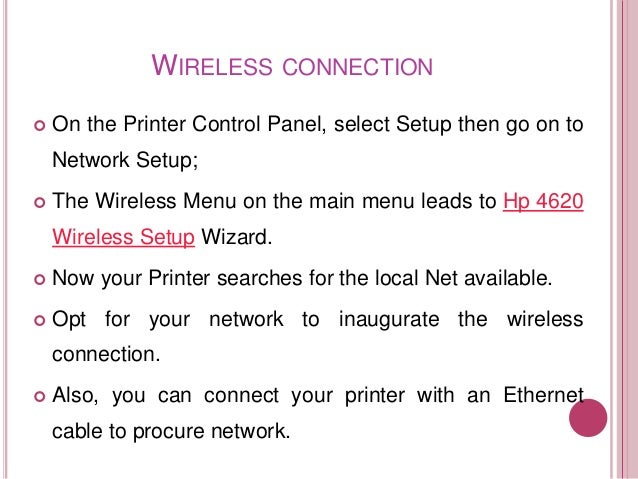 hp 4620 printer wireless setup