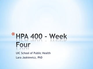 UIC School of Public Health
Lara Jaskiewicz, PhD
*
 