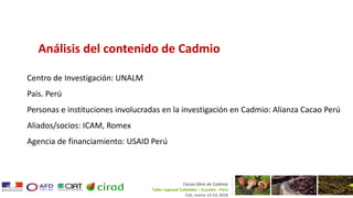 Contenido de cadmio en granos de cacao