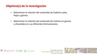 Contenido de cadmio en granos de cacao